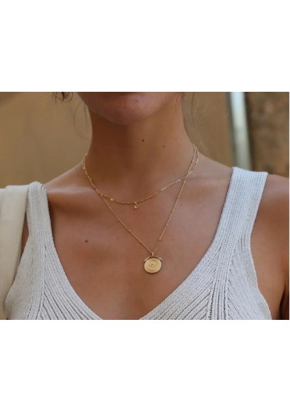 Hera Kombin Çift Zincir Paslanmaz Çelik Para Kolye fiyatları