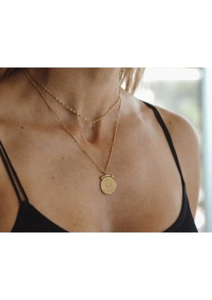 Hera Kombin Çift Zincir Paslanmaz Çelik Para Kolye modelleri