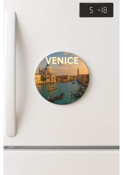 Desenli Temalı Yuvarlak Buzdolabı Magnet – 10X10 cm Venedik