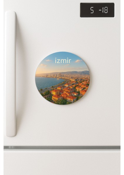 Desenli Temalı Yuvarlak Buzdolabı Magnet – 10X10 cm Izmir