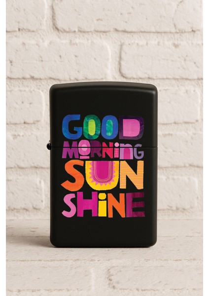 Uv Baskılı Desenli Metal Benzinli Siyah Çakmak Cep Çakmağı - Sunshine