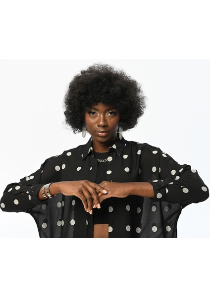 Kadın Oversıze Puantiye Desenli Ince Gömlek fırsatları