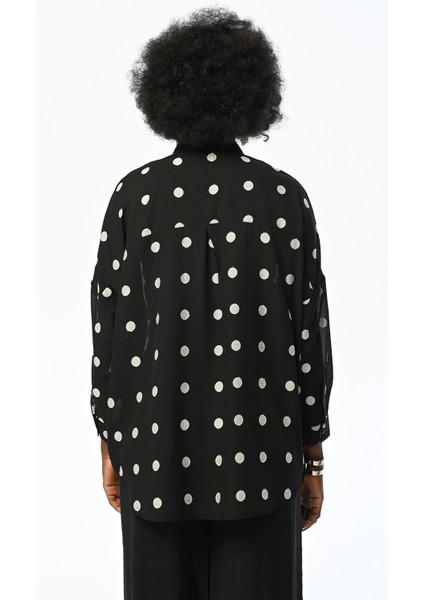 Kadın Oversıze Puantiye Desenli Ince Gömlek indirimleri