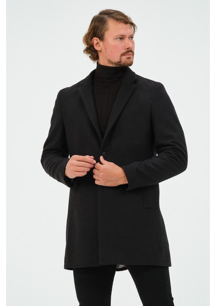 Erkek Dar Kalıp Slim Fit Siyah Kaşe Kaban, Mont fiyatları