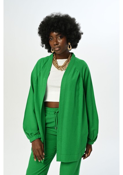 Düz Renk Oversize Kesim Kimono