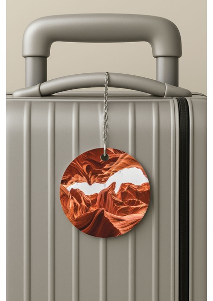 Pleksi Zincirli Bavul Etiketi Seyahat Tatil Için Tasarım Valiz Etiketi Katar Kanyon