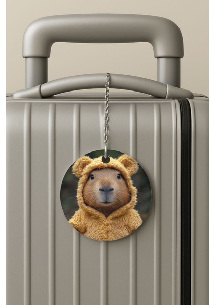 Pleksi Zincirli Bavul Etiketi Seyahat Tatil Için Tasarım Valiz Etiketi Kapibaramouse