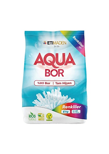 2 Adet Boron Aqua Bor Deterjan 6 kg Renkli