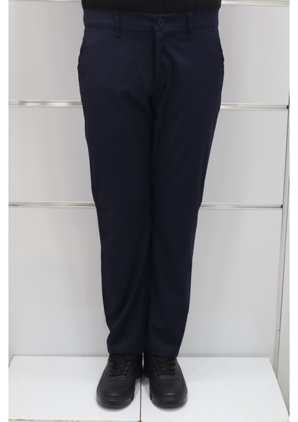 Fistan Store Erkek Lacivert Düz Normal Bel Dar Kalıp Dar Paça Kumaş Pantolon