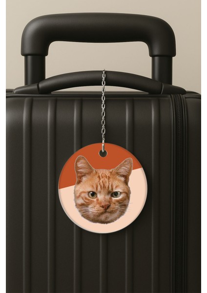 Kızgın Kedicik Desenli Uv Baskılı Pleksi Bavul Etiketi Seyahat Tatil Valiz Etiketi