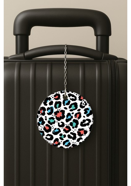 Leopar Color Desenli Uv Baskılı Pleksi Bavul Etiketi Seyahat Tatil Valiz Etiketi