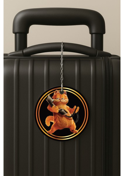 GARFIELD343 Desenli Uv Baskılı Pleksi Bavul Etiketi Seyahat Tatil Valiz Etiketi