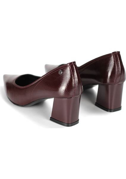 Zaneta Esnek Yumuşak Kaymaz Taban (4 Cm) Kadın Kalın Topuk Bordo Rugan Ayakkabı fırsatları