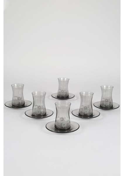 2 Adet Rakle Nazenin 12 Parça Çay Seti Füme 170CC NZN361