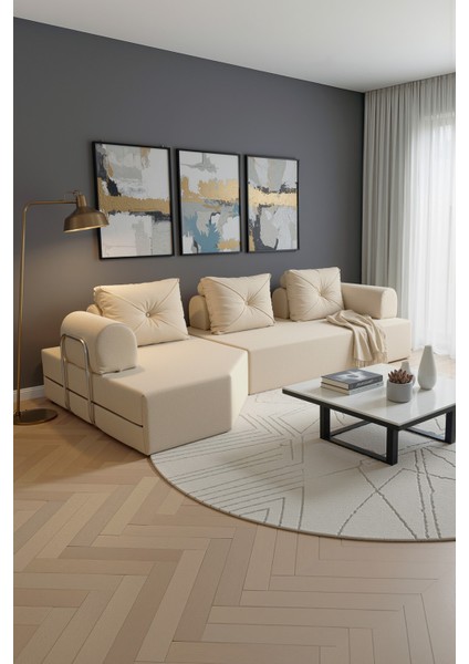 Cardano Lüks Köşe Koltuk Salon L Koltuk Takımı Tamamen Sünger Modern Köşe Oturma Grubu