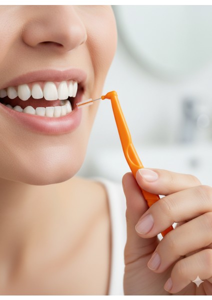 Arayüz Fırçası Diş Arası Arayüz Fırçası L Tipi Diş Ara Fırçası 6 Adet Turuncu 0,45 mm indirimleri
