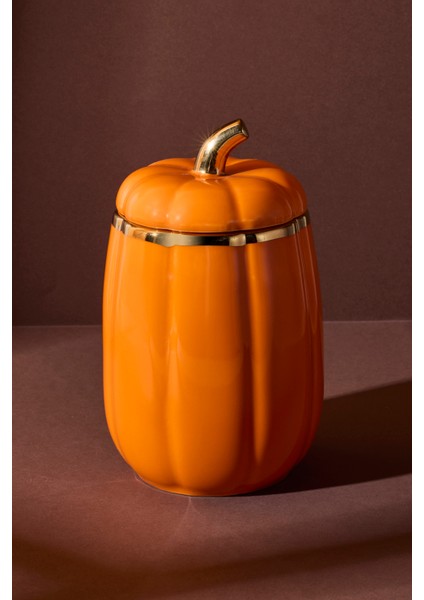 Balkabak M Kapaklı Porselen Kavanoz 18X11 cm