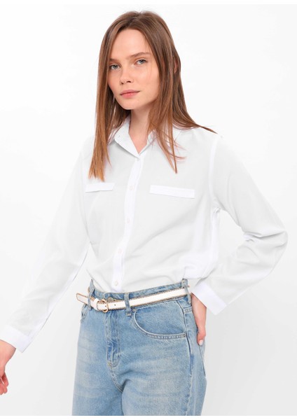 Kadın Cep Detaylı Uzun Kollu Basic Gömlek indirimleri