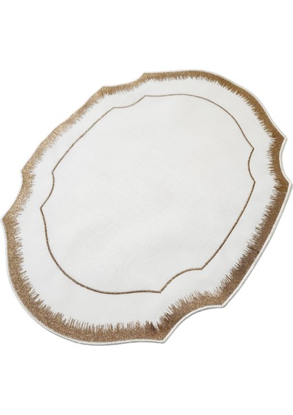 6 Adet Simli Nakışlı Keten Amerikan Servis - Keten Supla