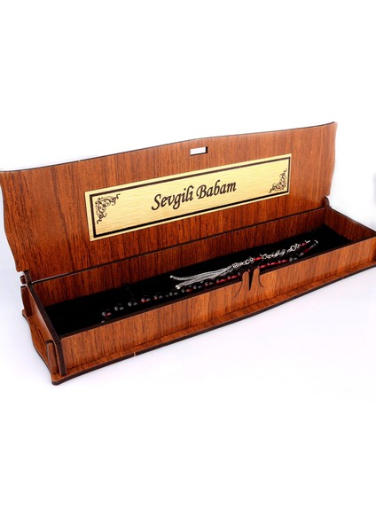 Gümüş Mine Püsküllü Sevgili Babam Yazılı Ahşap Kutulu Ateş Kehribar Tesbih modelleri