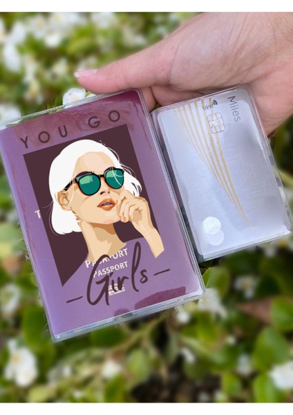 You Go Girl Desenli Universal Şeffaf Pasaport Kılıfı Model Tüm Ülke Pasaportlarına Uygun