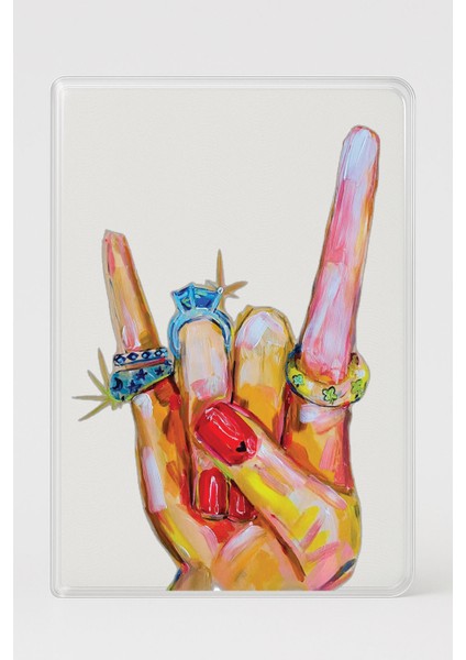 Şeffaf Pasaport Kılıfı Kalın Mikron Kart Bölmeli Desenli Pasaport Kabı - Vamp Kız