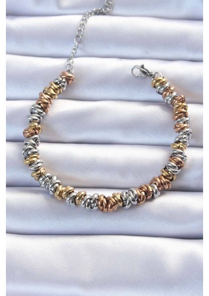 316L Çelik Karışık Renkli İç İçi Geçmeli Bombeli Bileklik