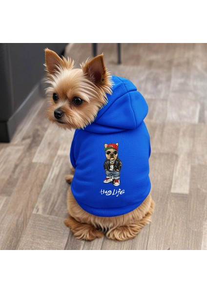 Thug Life Baskili Ici Polarli Köpek Kıyafeti Sweatshirt