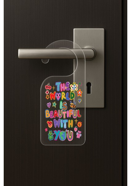 Baskılı Otel Oda Ev Daire Yatak Çocuk Odası Için Desenli Kapı Kolu Askısı Beautiful