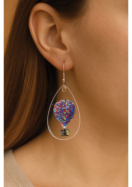 Kadın Küpe Uv-Tasarım Süslü Kancalı Damla Küpe Uçurtma Ev