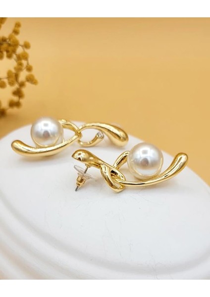 Gold Akış Incili Pirinç Küpe fırsatları