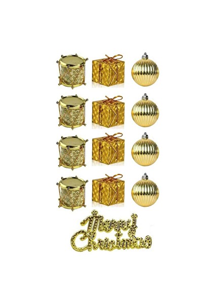 4 Adet Yılbaşı Ağacı Süsü Dekoratif 4cm Karma Set 12 Li̇