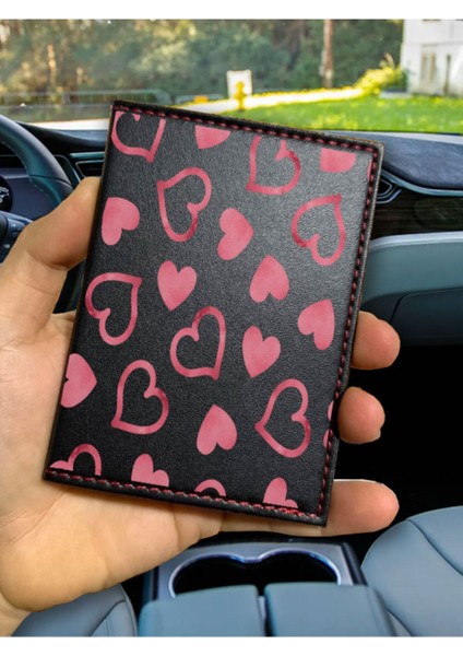 Desenli Ruhsat Kabı Logolu Oto Kılıfı Deri Dikişli Araç Ruhsat Koruyucu Watercolor