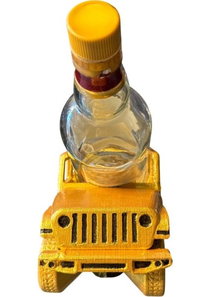 Jeep Figürlü Şarap Standı – El Boyaması Dekoratif Araç Temalı Şarap Tutucu ve Masa Üstü Obje