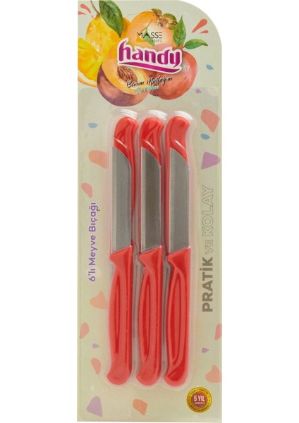 Handy 6'lı Meyve Bıçağı - Kırmızı