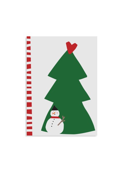 Happy New Year Yılbaşı Çam Ağacı ve Kardanadam Tebrik Kartı