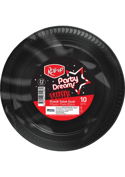 Party Dreams Tabak Siyah 10'lu 3 Adet