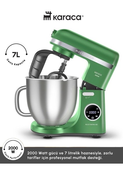 2000W Yüksek Güçlü ve 7 Litrelik Büyük Hazneli Dijital Ekranlı Çırpma, Karıştırma ve Hamur Yoğurma Makinesi & Mutfak Şefi + Hassas Mutfak Tartı