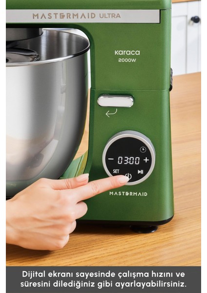 2000W Yüksek Güçlü ve 7 Litrelik Büyük Hazneli Dijital Ekranlı Çırpma, Karıştırma ve Hamur Yoğurma Makinesi & Mutfak Şefi + Hassas Mutfak Tartı