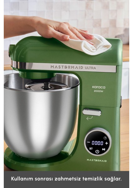 2000W Yüksek Güçlü ve 7 Litrelik Büyük Hazneli Dijital Ekranlı Çırpma, Karıştırma ve Hamur Yoğurma Makinesi & Mutfak Şefi + Hassas Mutfak Tartı