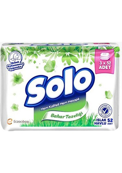 3 Adet Solo Islak Havlu 3X52'LI