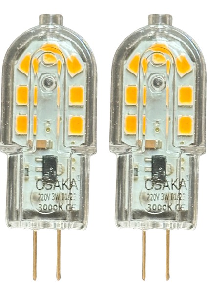 (2 adet) OSAKA 3W Sarı Işık (3000K) G4 Duylu LED Kapsül Ampul