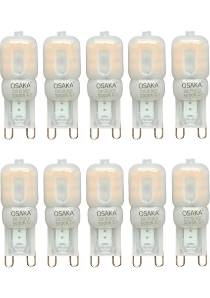 (10 adet) Osaka 3W Sarı Işık (3000K) Buzlu Dim Edilebilir G9 Duylu LED Kapsül Ampul
