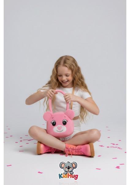 Omuz Çantası Ayıcık Yüz Nakışlı Peluş Yumuşacık Pembe/bej/kahverengi Seçenekleriyle fiyatları