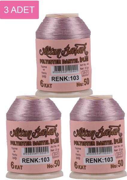 3 Adet Altınbaşak Oya ve Dantel Ipi 20 gr - Royaleks - No: 103