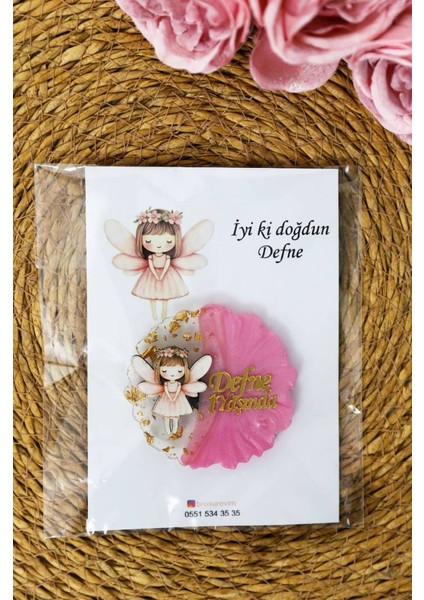 Pembe Kanatlı Kanatlı Peri Kız Figürlü Kişiye Özel Kız Çocuk Doğum Günü Epoksi Magnet 20ADET fırsatları