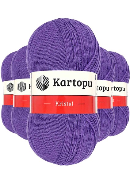 5 Adet Kristal Çift Katlı El Örgü Lif Ipi Açık Mor K703