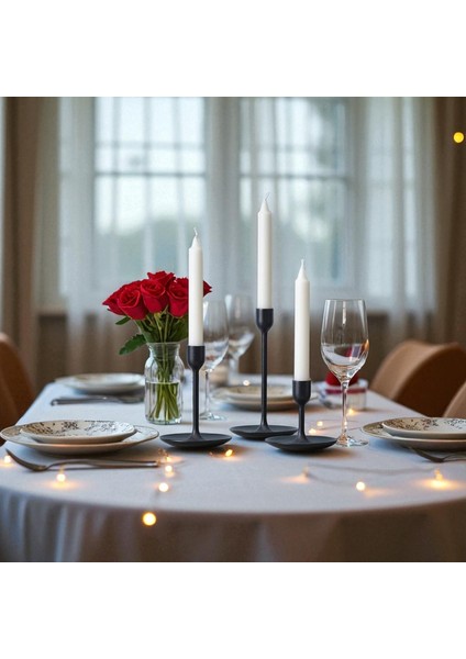 Kyandoru - Jubla Serisi Şamdan Mumu (10'lu Paket), 22 Cm, +/- 6,5 Saat, Sert, Kokusuz, Şık, Kaliteli