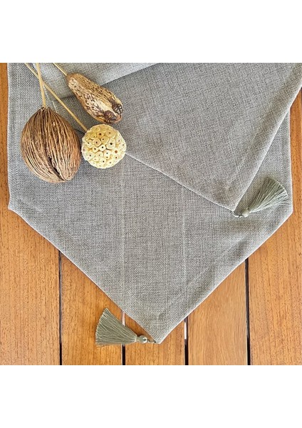 Desenizmir Keten Dokulu Gri Runner