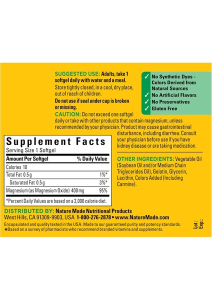 Magnesium Oxide 400 Mg 60 Softgels fiyatları